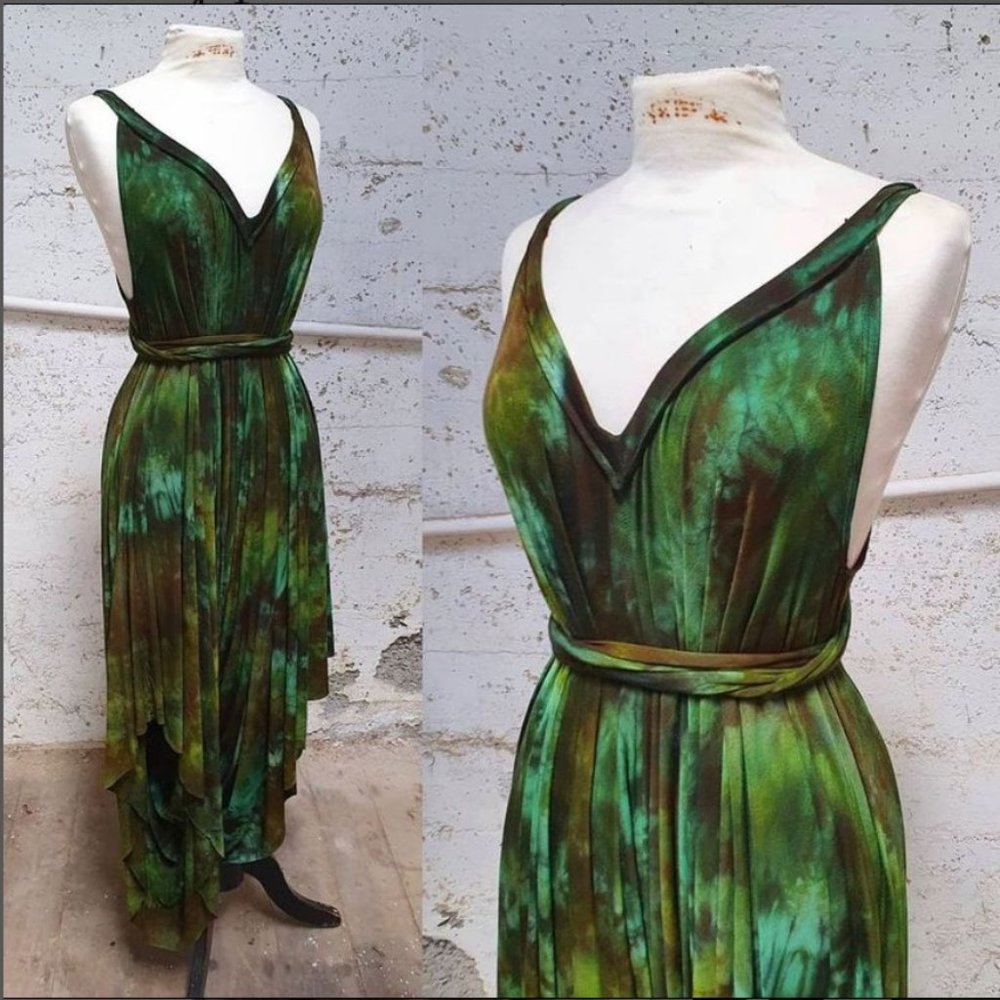 Hazelmade Fantail dress in the colorway "Ferngully"